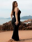 PUMIEY Maxi Dress for Women Long Dresses Bodycon Dresses Summer Slip Dress Jet Black Small