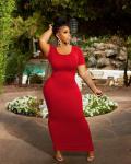 Mrskoala Plus Size Bodycon Maxi Dress - Red