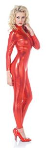Stretch Jumpsuit Costume Women's Long Sleeve Zipper Front Curve Hugging Metallic Stretch Jumpsuit