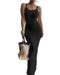 Nimsruc Women Summer Long Dress Casual Slip Sexy Slim Sleeveless Bodycon Maxi Dresses for Women 2024 Black XL