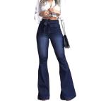 KDF High Waisted Flare Jeans for Women Bell Bottom Jeans with Belt for Women Stretch Wide Leg Jeans