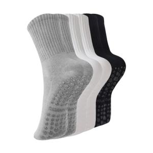 BONANGEL Pilates Socks with Grips for Women, 3 Pairs Womens Grippy Yoga Ballet Barre Hospital Gym Athletic Socks