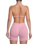 Comper 2 Piece Workout Sets for Women Halter Strappy Sports Bra with Seamless Ribbed Gym Yoga shorts Outfits