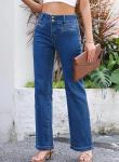 Sidefeel Women's Wide Leg Jeans High Waisted Straight Leg Ankle Jeans Stretchy Trendy Tummy Control Loose Denim Pants Blue Size 14