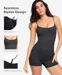 BRXL Seamless Workout Jumpsuits For Women Adjustable Spaghetti Strap Short Ribbed Romper Compression Sleeveless One Piece Gym Yoga Outfit Paded