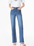 Sidefeel Women's Wide Leg Jeans High Waisted Stretchy Raw Hem Denim Pants Size 4 Blue