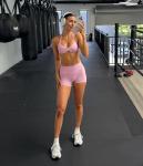 Comper 2 Piece Workout Sets for Women Halter Strappy Sports Bra with Seamless Ribbed Gym Yoga shorts Outfits