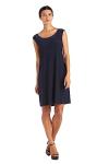 R&M Richards womens 2 Piece Mesh Panel Beaded Neck Jacket Plus Dress, Navy, 14 Plus