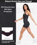 BRXL Seamless Workout Jumpsuits For Women Adjustable Spaghetti Strap Short Ribbed Romper Compression Sleeveless One Piece Gym Yoga Outfit Paded