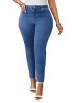 Mesily 2026 Stretchy Jeans for Women Trendy Work Denim Pants Women Skinny Jeans with Pockets Blue L