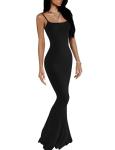 VIUTIL Women's Sexy Bodycon Maxi Dress Sleeveless Tight Lounge Slip Long Dress 2026 Summer, Black, Small