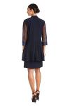 R&M Richards womens 2 Piece Mesh Panel Beaded Neck Jacket Plus Dress, Navy, 14 Plus