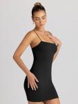 LILLUSORY Women's Black Backless Bodycon Mini Dress
