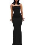 VIUTIL Women's Sexy Bodycon Maxi Dress Sleeveless Tight Lounge Slip Long Dress 2026 Summer, Black, Small