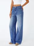 Trendy Queen Women's High Waisted Straight Wide Leg Jeans, Comfort Stretch Baggy Denim Pants Blue 10