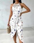 Floral Print Ruched Midi Dress for Summer