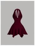 Burgundy Backless Asymmetrical Halter Mini Dress
