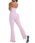 OMKAGI 2 Piece Workout Sets for Women Padded Tank Tops Flare Leggings Pilates Outfits(S,449-Pink)