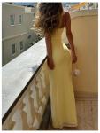 SOLY HUX Women's Elegant Mesh V Neck Bodycon Maxi Dress Summer Cocktail Party Wedding Guest Long Cami Sundresses Solid Yellow Small