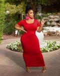 Mrskoala Plus Size Bodycon Maxi Dress - Red