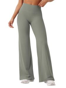 YEOREO Workout Leggings Womens No Front Seam Straight Leggings 31.5" High Waist Buttery Eddiy Gym Yoga Pants Gray Green M