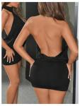 SOLY HUX Women's Halter Mini Dress Y2k Backless Bodycon Club Night Cocktail Dresses Plain Black Large