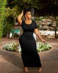 Mrskoala Plus Size Bodycon Maxi Dress - Black