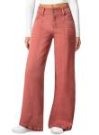 Sidefeel Jeans for Women High Waisted Stretchy Wide Leg Trendy Loose Straight Leg Seamed Front Denim Pants Mineral Red Size 16