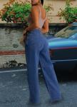 FairBeauty Women's Wide Leg Stretchy Straight High Waist Baggy Denim Jeans Loose Boyfriend Casual Jeans F-Blue