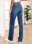 Sidefeel Wide Leg Jeans Woman High Waisted Stretchy Straight Leg Elastic Waist Baggy Denim Pants Blue Size 16