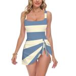 2026 Tummy Control Women's Swim Dress One Piecing Body Hugging Padded Swimwear Tie Knot