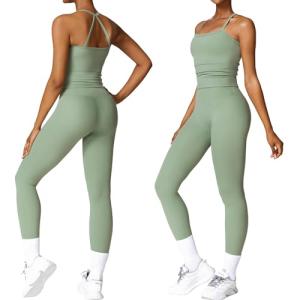 GXGPML Women 2 Piece Workout Sets (2025 NEW) Yoga Outfit Open Back Tank Top High Waisted Leggings Gym Sets Tracksuits For Women