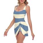 2026 Tummy Control Women's Swim Dress One Piecing Body Hugging Padded Swimwear Tie Knot