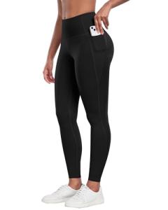 CHRLEISURE Leggings with Pockets for Women - Tummy Control High Waisted Soft Workout Yoga Pants（Black,2XL）