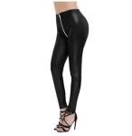 YYUANINGGY Matte PU Leather Elastic Waisted Bodycon Long Pants Full Zipper Open Crotch Pencil Women Legging Bottom Customizable,White,L