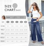 DLOODA Women's Wide Leg Jeans High Waisted Stretchy Denim Pants Elastic Waist Pull On Sweatpant Jeans Trendy Baggy Loose Large Blue