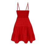 Red Summer Dresses for Women 2025 Casual Babydoll Dress Smocked Cami Square Neck Mini Dress Vacation Tiered Ruffle Beach Dress Milkmaid Sundress Cute Dress for Teens Short Tea Party Dress