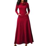 Zaswen Womens Long Sleeve Waist-Hugging A Line Dress 2025 New Turtleneck Maxi Dresses Muffler Neck Floor Length Long Dress Color05 M