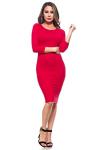 Crimson 3/4 Sleeve Bodycon Midi Dress for Women