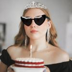 KICOSY 3PCS Birthday Baddie Sash, Crystal Crown and Sunglasses - Funny Baddie Outfits - Ultimate Birthday Party Accessories Bundle