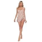 Cartoon Leopard Stand Body Hugging One Piecing Women's Swimsuits Slimming Swim Dress for Summer