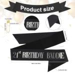 21st Birthday Baddie Sash, Glitter Birthday Waistband with Foil Letters for Women & Men 21 Years Party Favors & Funny Bday Baddie Outfit Dress Decoration Accessories Gifts (Silver)
