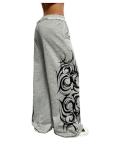 SOLY HUX Women's Y2k Baggy Sweatpants Wide Leg Graphic Grunge Goth 2000s Emo Pants Streetwear with Pockets Light Grey Graphic Medium