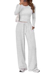 Trendy Queen Womens Two 2 Piece Matching Lounge Sets 2025 Early Fall Fashion Must Haves Y2K Workout Gym Clothes Comfy Airport Travel Vacation Luxury Outfits Sweatsuit Winter Clothing