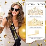 KICOSY 3PCS Birthday Baddie Sunglasses, Sash and Crown - Funny Baddie Outfits - Ultimate Birthday Party Accessories Bundle