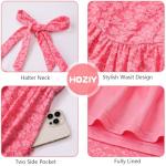 Dresses for Girls Size 7-8 Summer Spring Easter Lace Floral Halter Tie Back Dress Elegant Wedding Bridesmaid Short Sundresses Rose Red