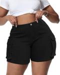 Gocolloa Women Plus Size Jean Shorts Stretchy Curvy Cargo Shorts High Waisted Streetwear Denim Shorts with Pockets Black 20W