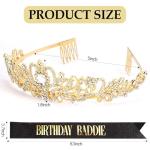 KICOSY 3PCS Birthday Baddie Sunglasses, Sash and Crown - Funny Baddie Outfits - Ultimate Birthday Party Accessories Bundle