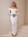 White Off Shoulder Maxi Dress for Wedding Guests