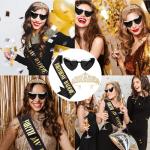 KICOSY 3PCS Birthday Baddie Sunglasses, Sash and Crown - Funny Baddie Outfits - Ultimate Birthday Party Accessories Bundle